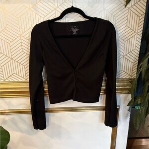 Able Black Long Sleeve Crop Top